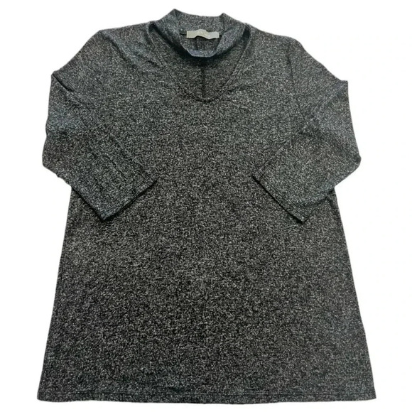 Coin 1804 3/4 Sleeve Black Grey Heathered With Neck Wrap Size Large - Picture 7 of 9